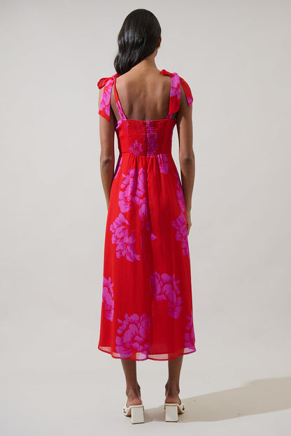 Naiya Floral Viejo Tie Strap Midi Dress