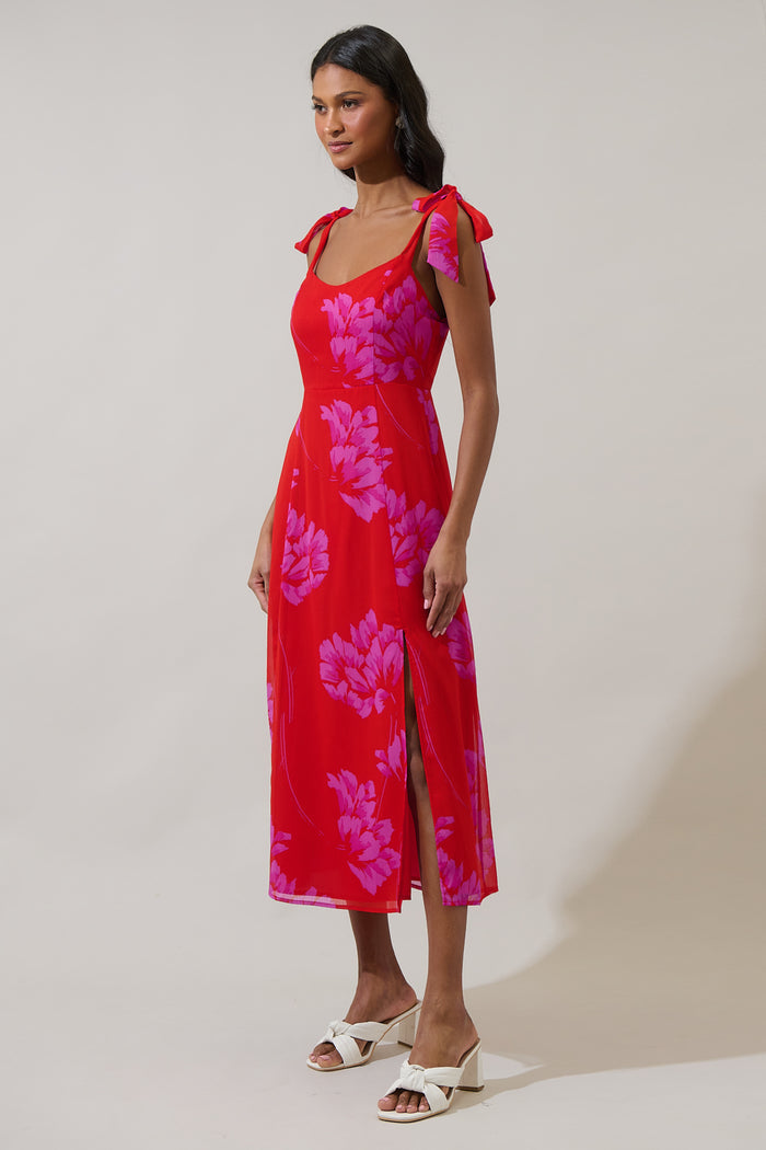Naiya Floral Viejo Tie Strap Midi Dress