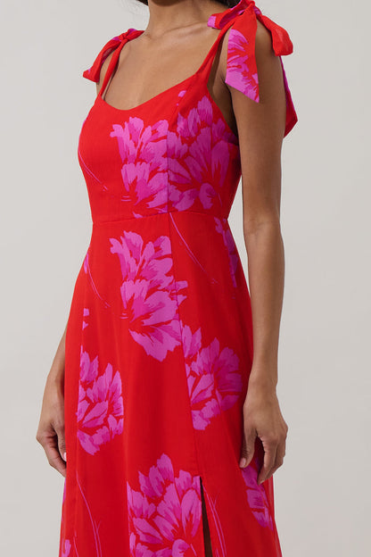 Naiya Floral Viejo Tie Strap Midi Dress