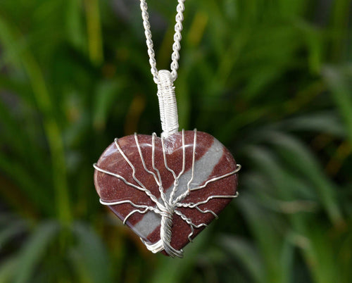 Narmada Heart Silver Wire Wrapped Pendant, Crystal Heart Gemstone Pendant