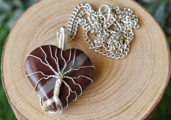 Narmada Heart Silver Wire Wrapped Pendant, Crystal Heart Gemstone Pendant