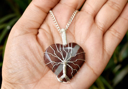 Narmada Heart Silver Wire Wrapped Pendant, Crystal Heart Gemstone Pendant