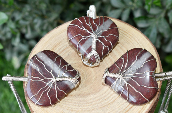 Narmada Heart Silver Wire Wrapped Pendant, Crystal Heart Gemstone Pendant