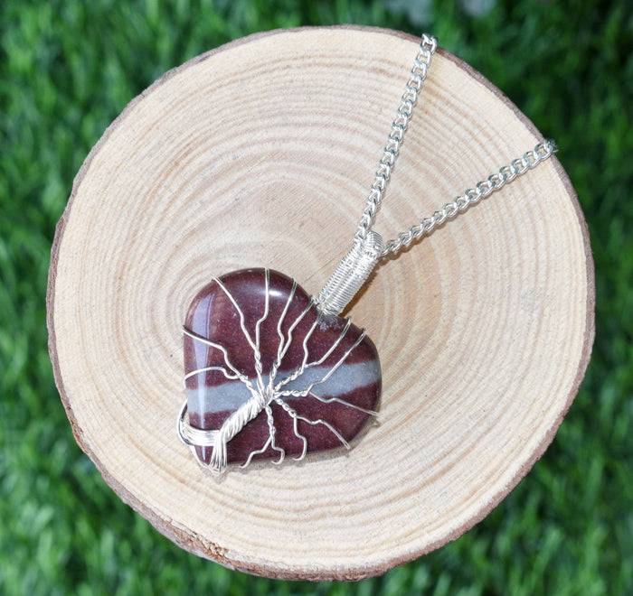 Narmada Heart Silver Wire Wrapped Pendant, Crystal Heart Gemstone Pendant