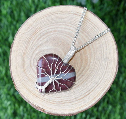 Narmada Heart Silver Wire Wrapped Pendant, Crystal Heart Gemstone Pendant