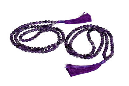 Natural Amethyst Plain Mala With 108 Prayer Beads For Mediation.
