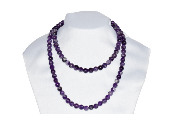 Natural Amethyst Plain Mala With 108 Prayer Beads For Mediation.