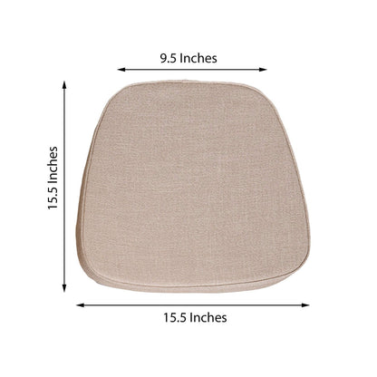 Beige square cushion with rounded edges, measuring 15.5 x 15.5 inches.