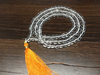 Natural Clear Quartz Mala - 108 Prayer Beads Perfect For Mediation