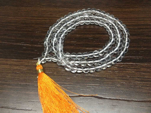 Natural Clear Quartz Mala - 108 Prayer Beads Perfect For Mediation