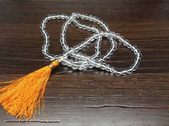 Natural Clear Quartz Mala - 108 Prayer Beads Perfect For Mediation