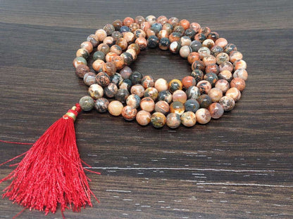 Natural Fire Agate Mala With 108 Prayer Beads Perfect For Mediation