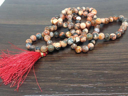 Natural Fire Agate Mala With 108 Prayer Beads Perfect For Mediation