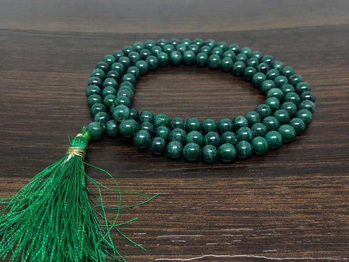 Natural Malachite Gemstone Mala, 108 Prayer Bead Mala.