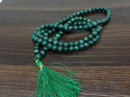 Natural Malachite Gemstone Mala, 108 Prayer Bead Mala.