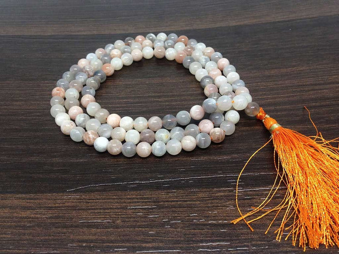 Natural Moonstone Mala With 108 Prayer Beads.