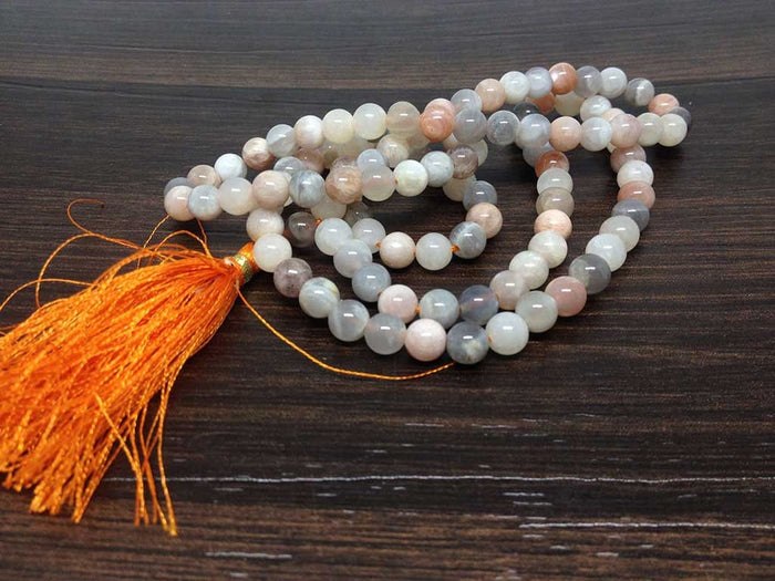 Natural Moonstone Mala With 108 Prayer Beads.