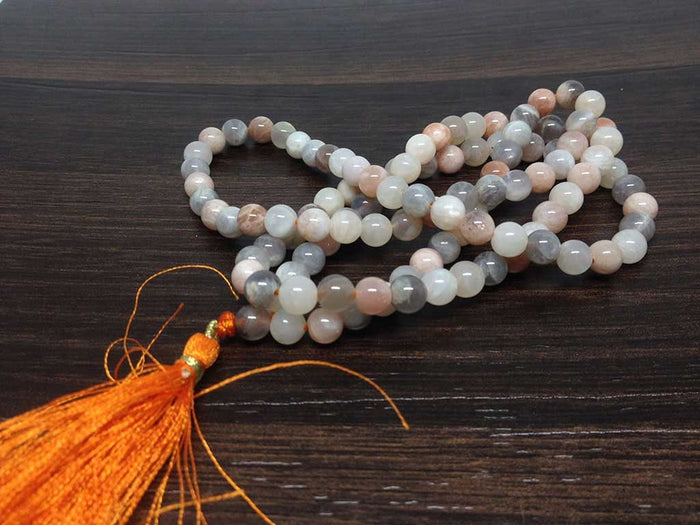 Natural Moonstone Mala With 108 Prayer Beads.