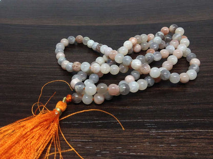 Natural Moonstone Mala With 108 Prayer Beads.