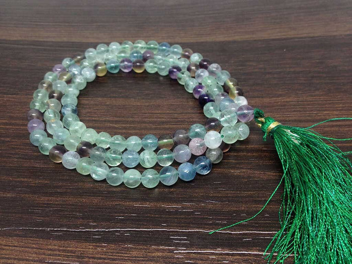 Natural Multi Fluorite Gemstone Mala, 108 Prayer Bead Mala.