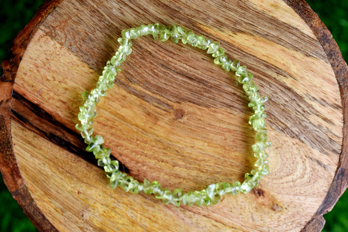 Natural Peridot Chip Bracelets,  Loose Crystal Gemstone Chip Bracelets ~ Healing Chip Bracelet