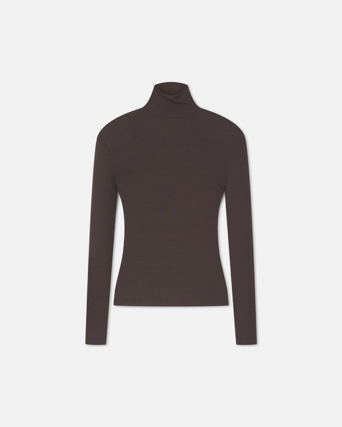 Nayeli - Mesh Jersey Long Sleeved Top - Dark Oak