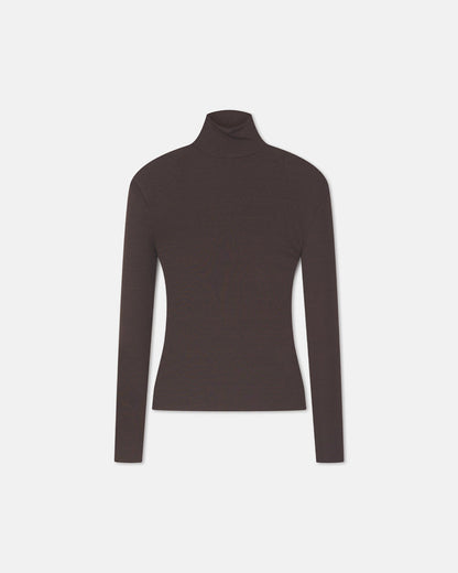 Nayeli - Mesh Jersey Long Sleeved Top - Dark Oak