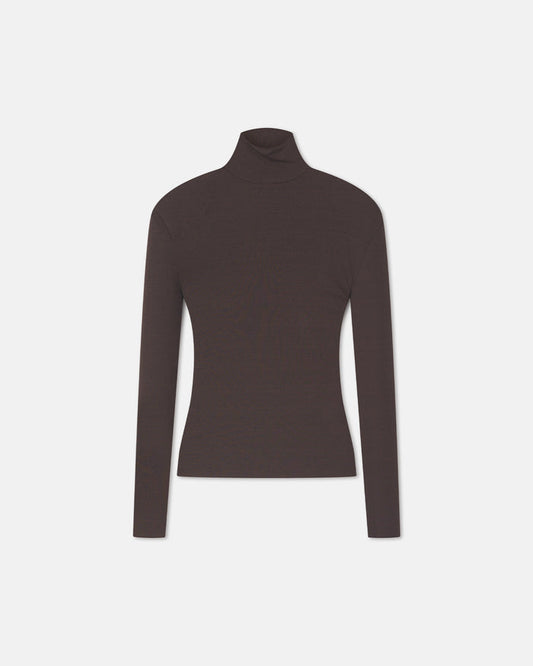 Nayeli - Mesh Jersey Long Sleeved Top - Dark Oak