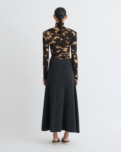 Nayeli - Mesh Jersey Long Sleeved Top - Midnight Mocha Apricot