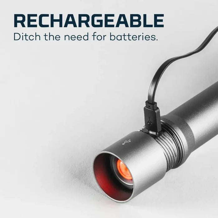NEBO Davinic 3500 LED torch with the charging cable attached