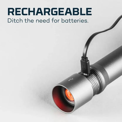 NEBO Davinic 3500 LED torch with the charging cable attached