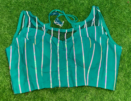 Neon blue with hands fancy blouse