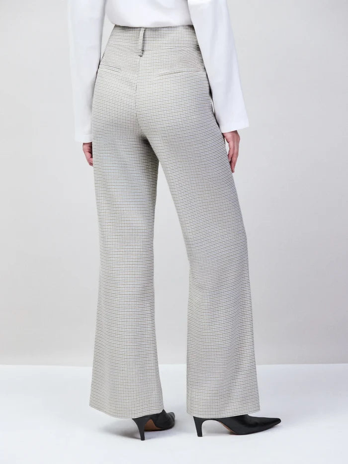 Neutral Check Flare Trousers