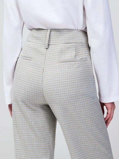 Neutral Check Flare Trousers