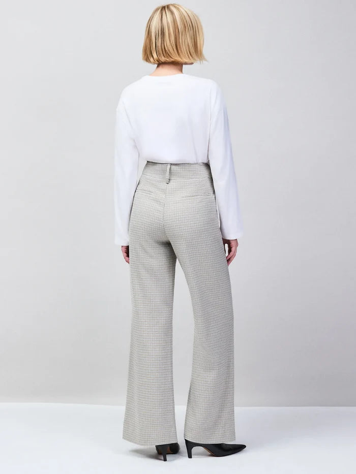 Neutral Check Flare Trousers