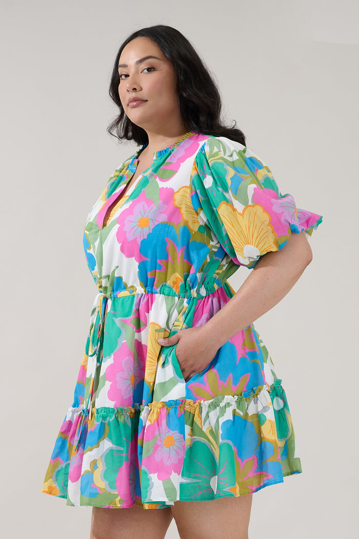 Noella Shift Mini Dress Floral Curve