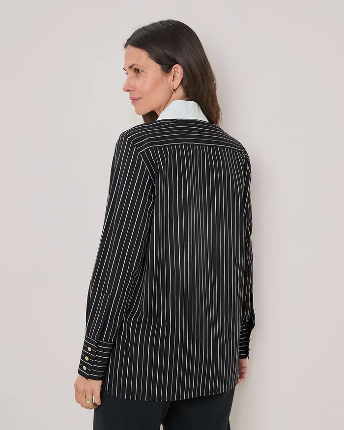 Odette Pure Cotton Long Sleeved Striped Blouse