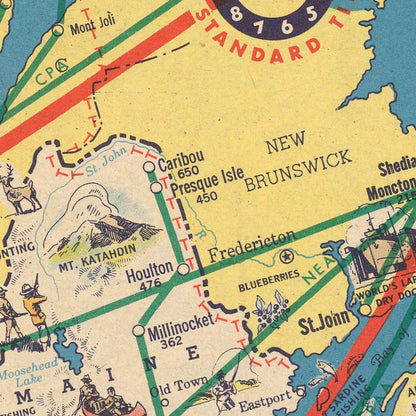 Old American Airlines Map of the USA, 1947: Airplane Routes