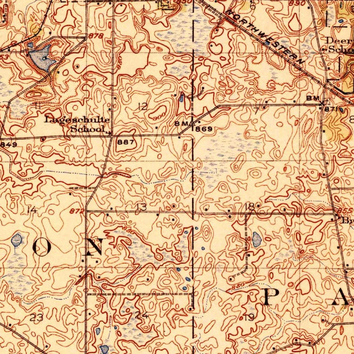 Old Map of Barrington, Illinois by USGS, 1923 – Schaumburg, Palatine & Fox River