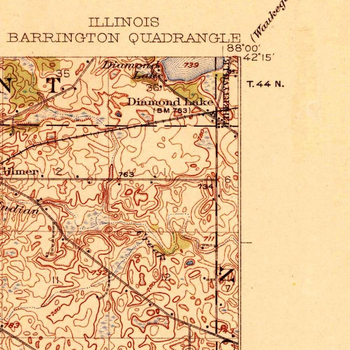 Old Map of Barrington, Illinois by USGS, 1923 – Schaumburg, Palatine & Fox River
