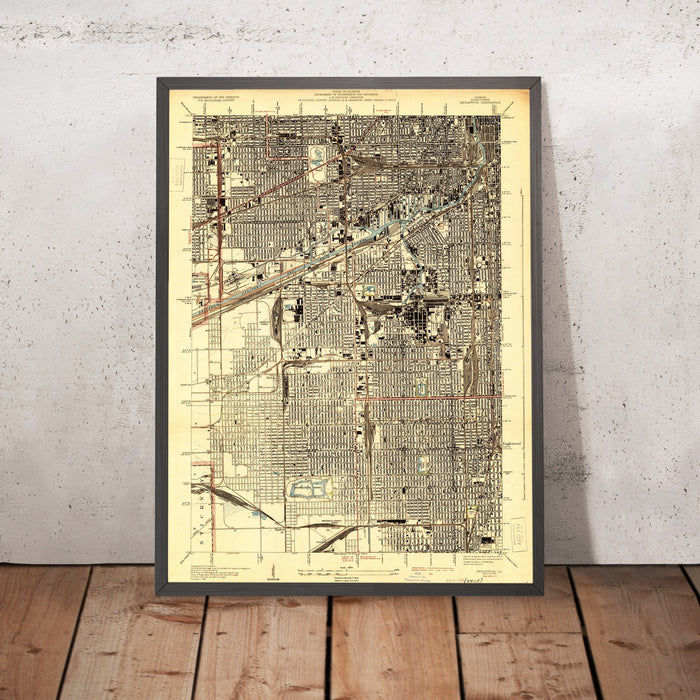 Old Map of Chicago, Illinois by USGS, 1929 – Englewood, Jackson Park & Lake Michigan