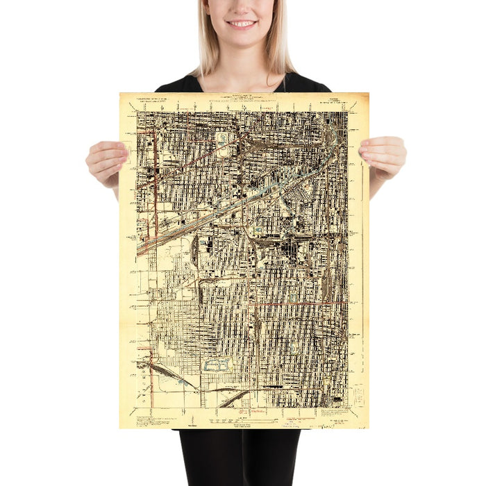 Old Map of Chicago, Illinois by USGS, 1929 – Englewood, Jackson Park & Lake Michigan