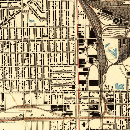 Old Map of Chicago, Illinois by USGS, 1929 – Englewood, Jackson Park & Lake Michigan