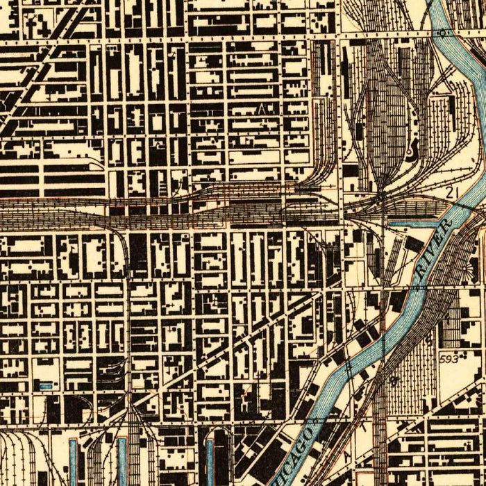 Old Map of Chicago, Illinois by USGS, 1929 – Englewood, Jackson Park & Lake Michigan