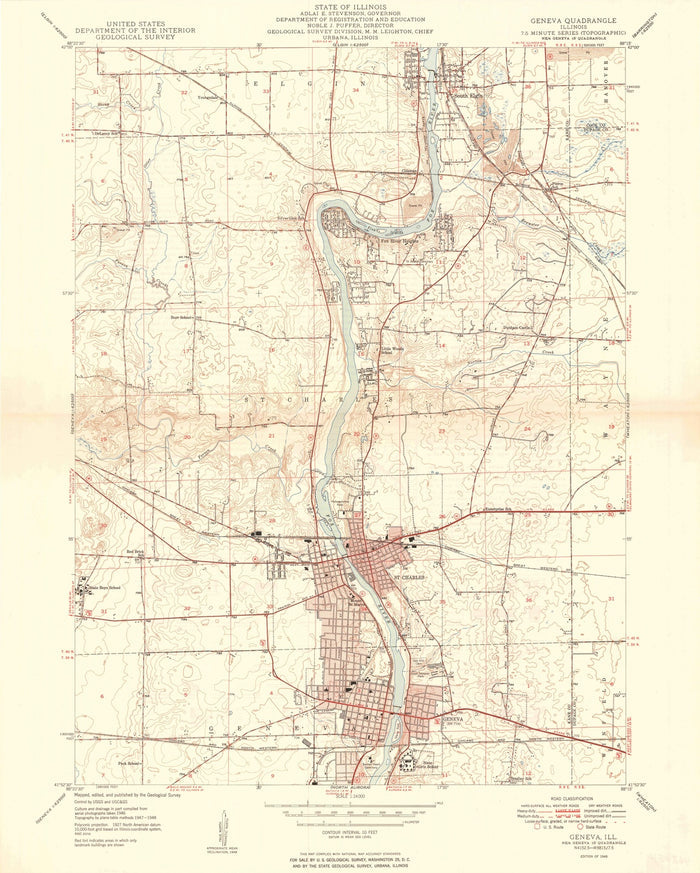 Old Map of Geneva, Illinois, 1949 by USGS – St. Charles & Fox River
