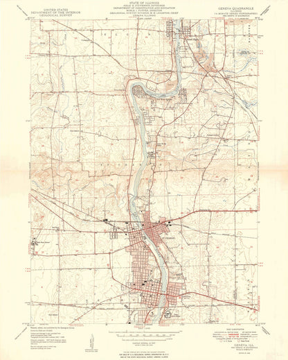 Old Map of Geneva, Illinois, 1949 by USGS – St. Charles & Fox River