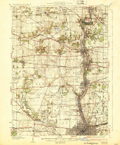 Old Map of Geneva, Illinois by USGS, 1932 – St. Charles, Fox River & Kane County