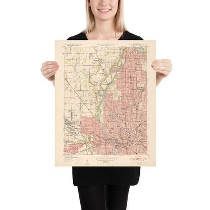 Old Map of Indianapolis, Indiana by USGS, 1948 – White River, Butler University & Riverside Park