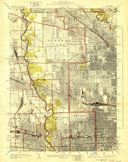 Old Map of Oak Park, Illinois by USGS, 1928 – River Forest, Forest Park & Brookfield Zoo