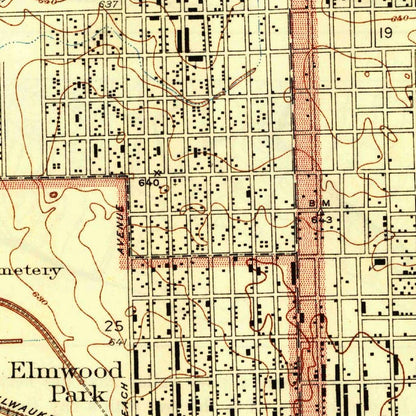 Old Map of Oak Park, Illinois by USGS, 1928 – River Forest, Forest Park & Brookfield Zoo